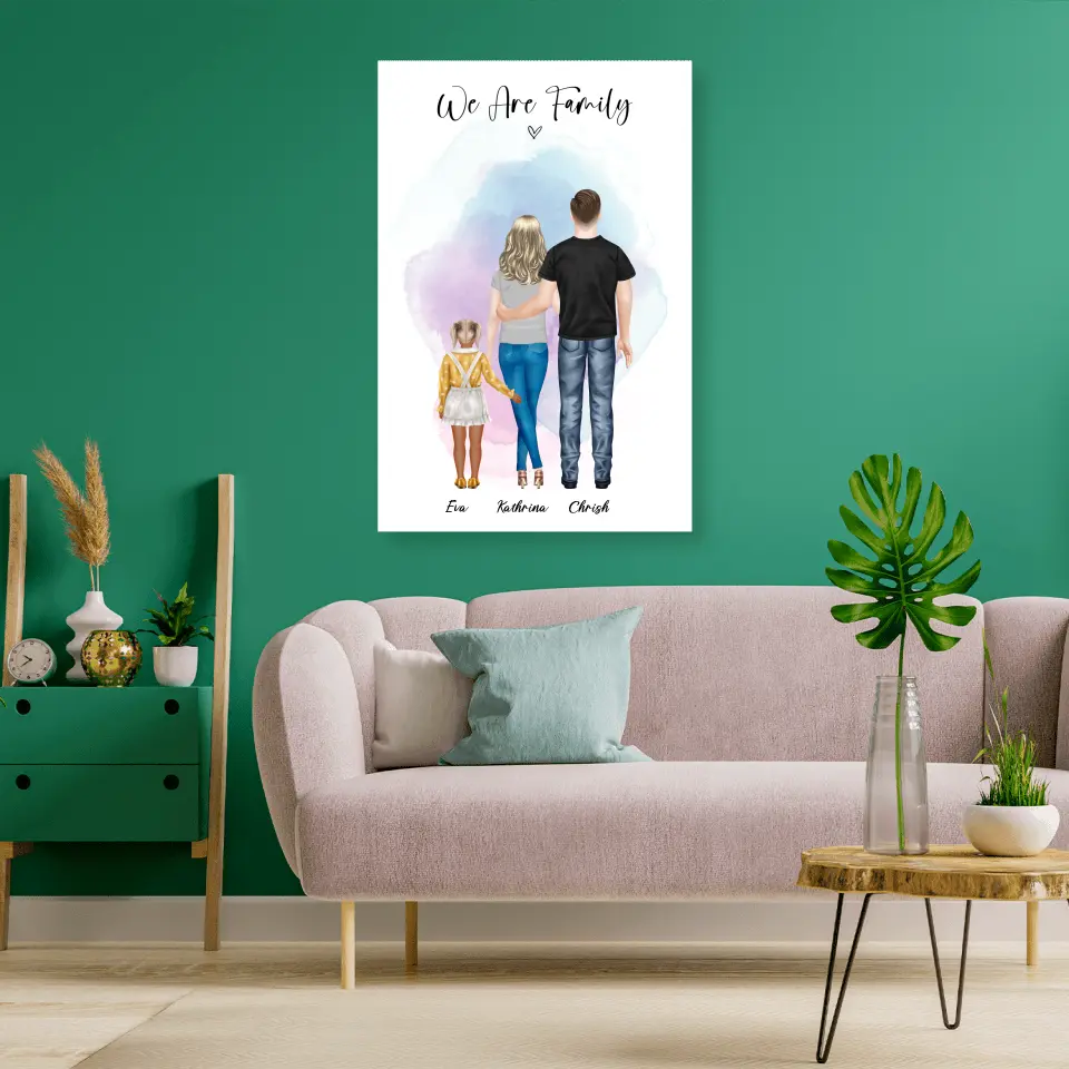 Ehepaar mit Tochter - persönliches Wandbild - Poster