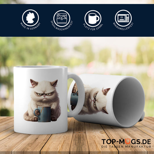 Spruchtasse - White Grumpy Cat II