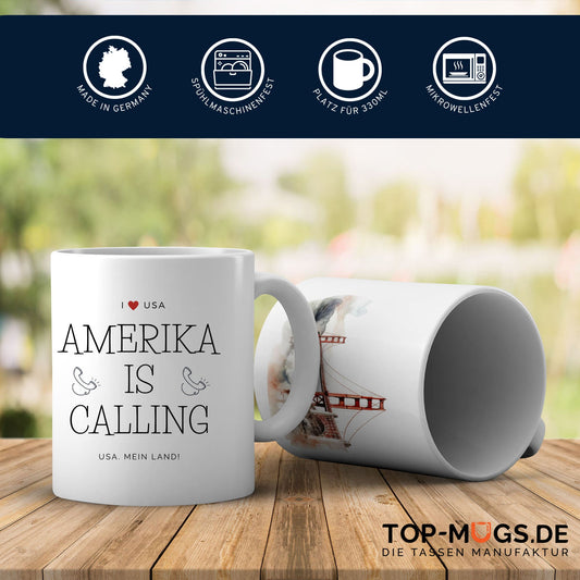 Spruchtasse - Amerika is calling