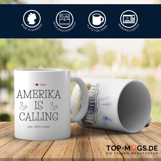 Spruchtasse - Amerika is calling lV