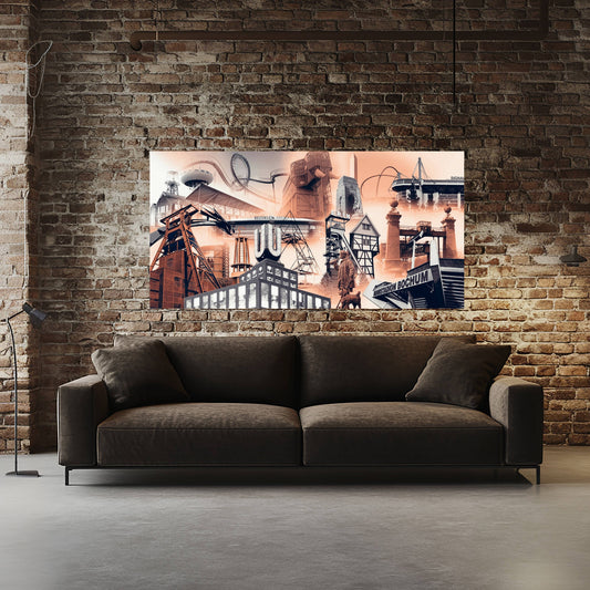 Einzigartiges Wandbild Ruhrgebiet Collage III