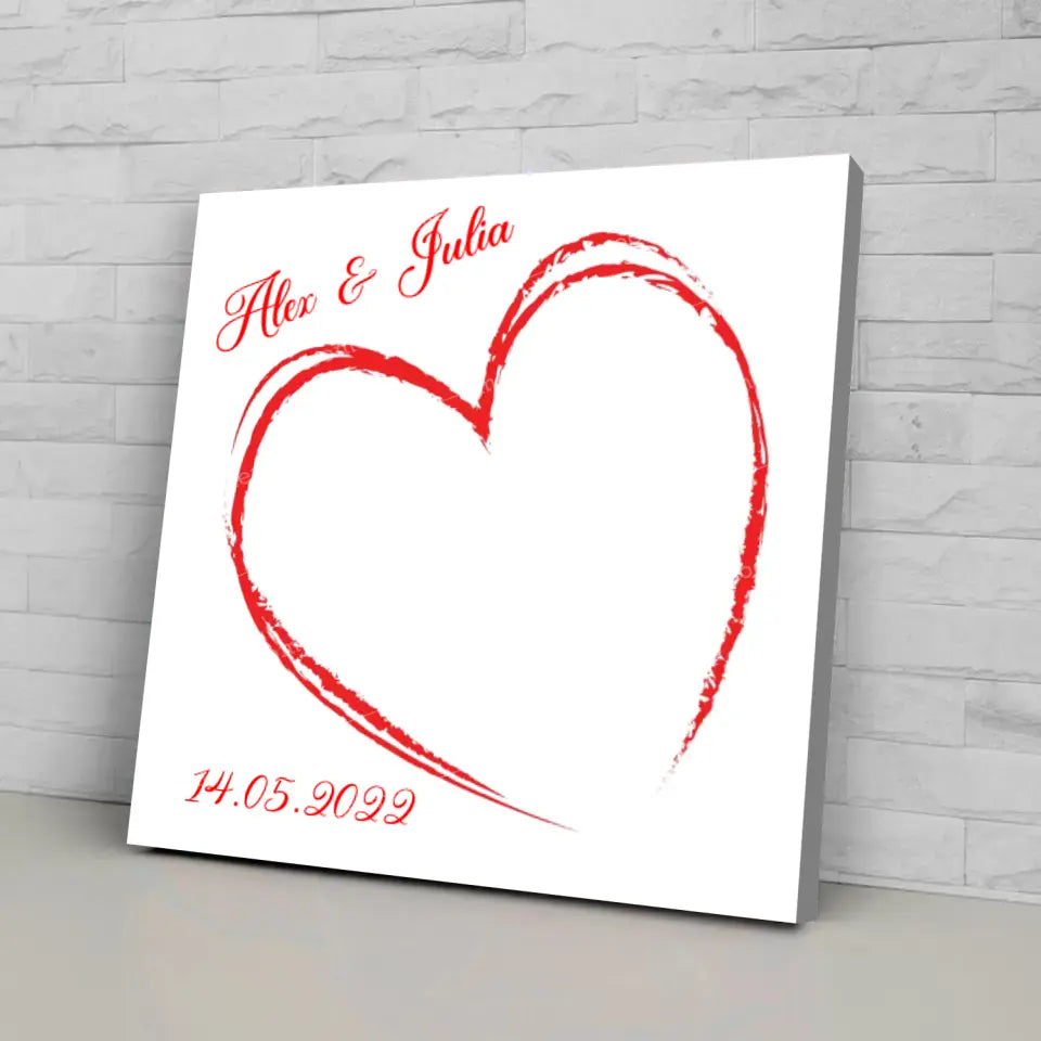 Herz - Personalisierte Fingerabdruck - Leinwand