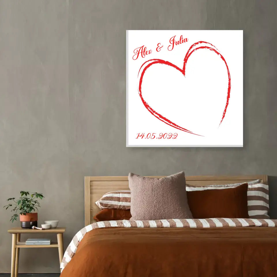 Herz - Personalisierte Fingerabdruck - Leinwand