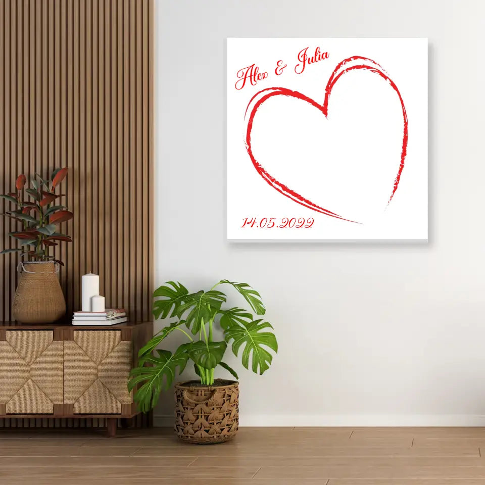 Herz - Personalisierte Fingerabdruck - Leinwand