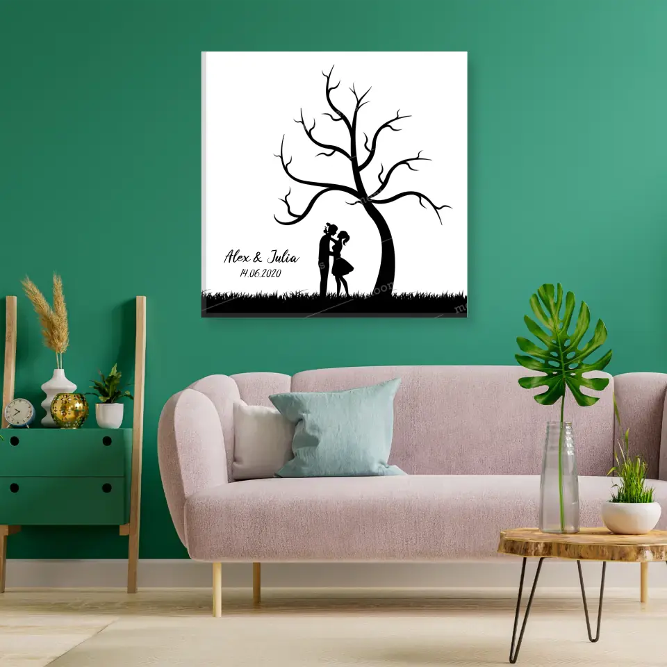 Der Hochzeitsbaum - Personalisierte Fingerabdruck - Poster