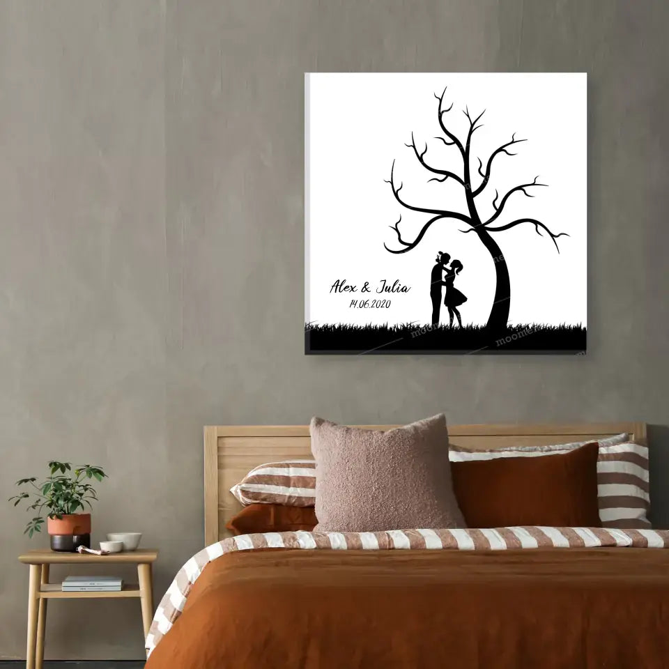 Der Hochzeitsbaum - Personalisierte Fingerabdruck - Poster