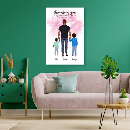 Vater mit zwei Söhnen - personalisiertes Geschenk - Poster