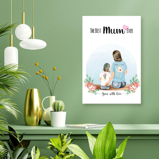 Personalisiertes Familienporträt - Mutter und Mädchen - Poster