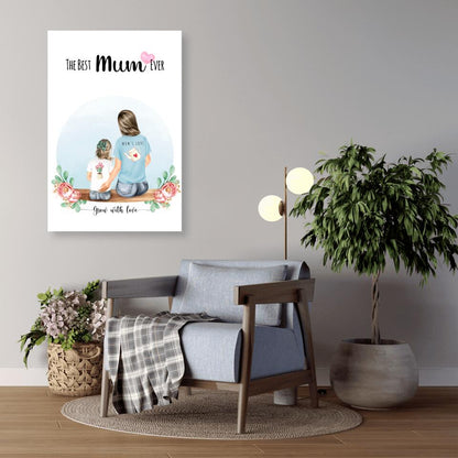 Personalisiertes Familienporträt - Mutter und Mädchen - Poster