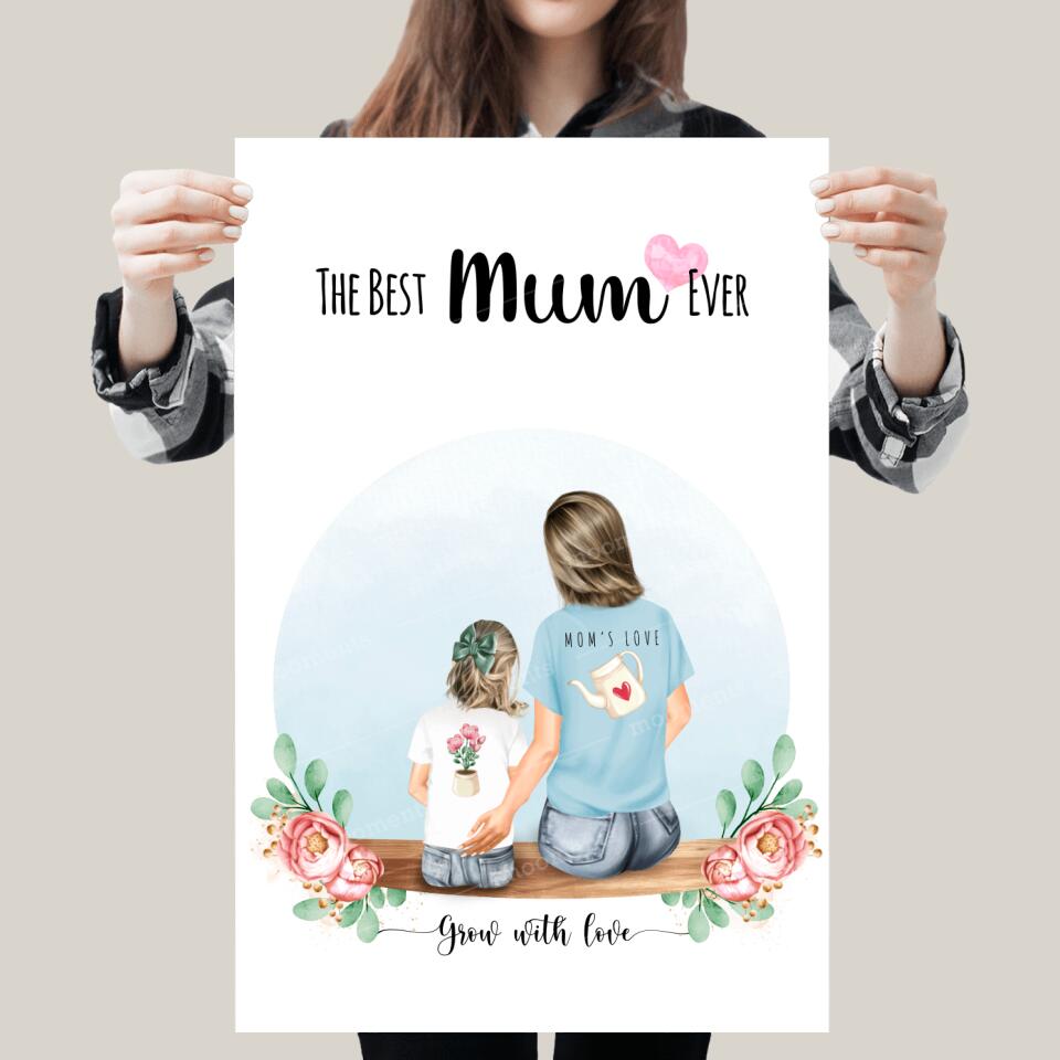 Personalisiertes Familienporträt - Mutter und Mädchen - Leinwand