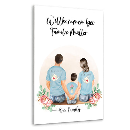Vater und Mutter mit einem Jungen - Personalisiertes Geschenk - Leinwand
