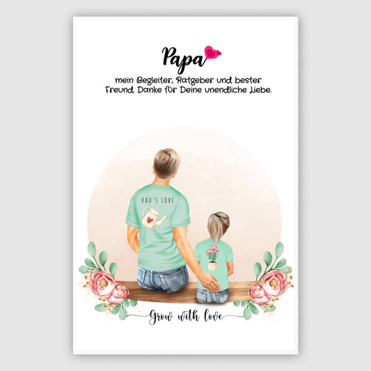 Vater und Tochter - Personalisiertes Geschenk - Leinwand