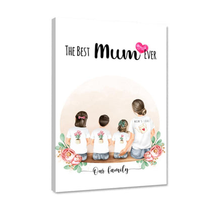 Mutter mit drei Kindern - Personalisiertes Geschenk - Alu-Dibond
