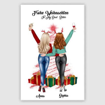 Weihnachtsfeier 2 Freundinnen Personalisiertes Geschenk - Poster