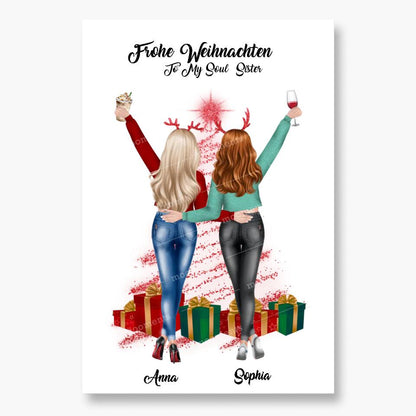 Weihnachtsfeier 2 Freundinnen Personalisiertes Geschenk - Poster