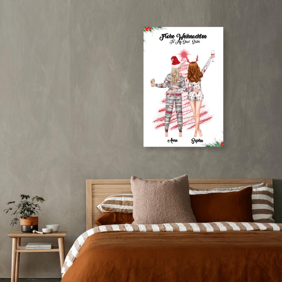 Weihnachtsfeier 2 Freundinnen Personalisiertes Geschenk - Poster