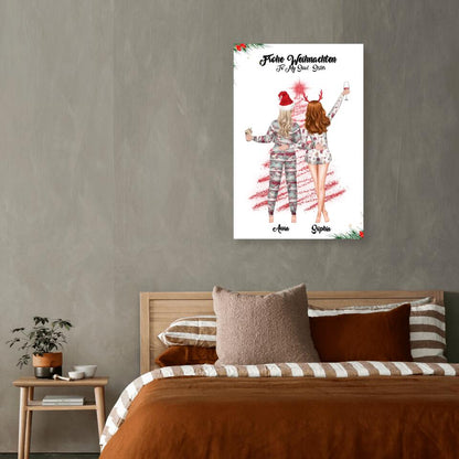 Weihnachtsfeier 2 Freundinnen Personalisiertes Geschenk - Poster