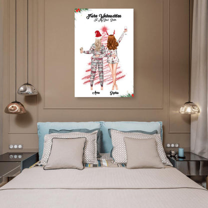 Weihnachtsfeier 2 Freundinnen Personalisiertes Geschenk - Poster