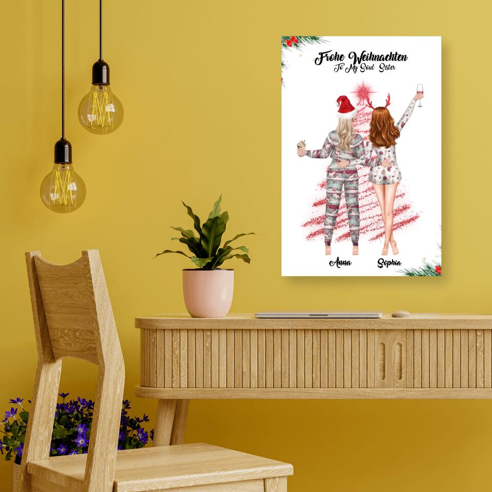 Weihnachtsfeier 2 Freundinnen Personalisiertes Geschenk - Poster