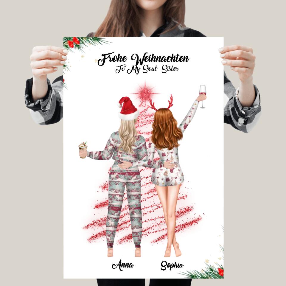 Weihnachtsfeier 2 Freundinnen Personalisiertes Geschenk - Poster