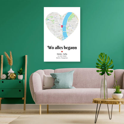 Deine Liebes-Karte ,,Wo alles begann" - Alu-Dibond