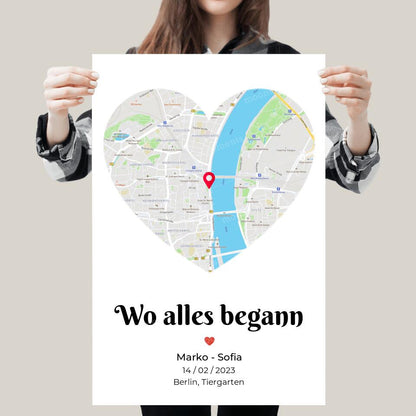 Deine Liebes-Karte ,,Wo alles begann" - Alu-Dibond