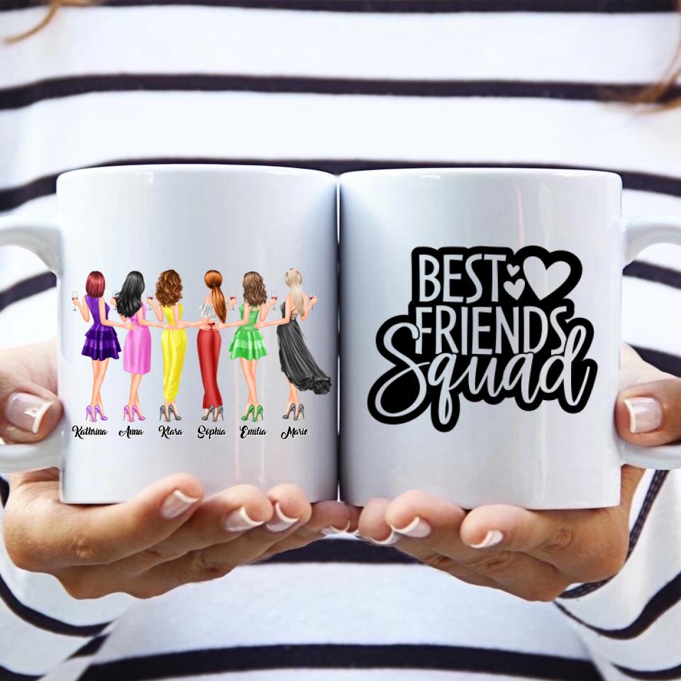 6 Freundinnen personalisiertes Partygeschenk - Tassen