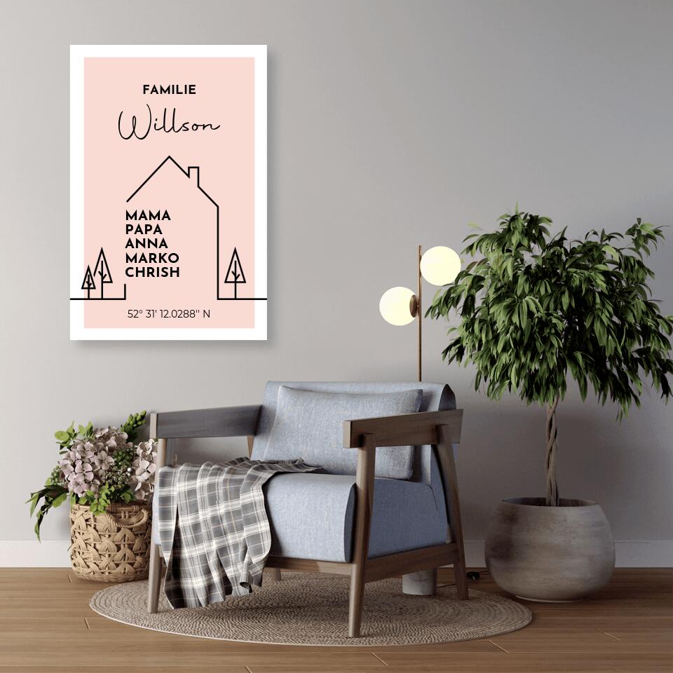 Die Familie ist mein Zuhause - Personalisiertes Alu-Dibond