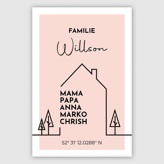 Die Familie ist mein Zuhause - Personalisiertes Leinwand
