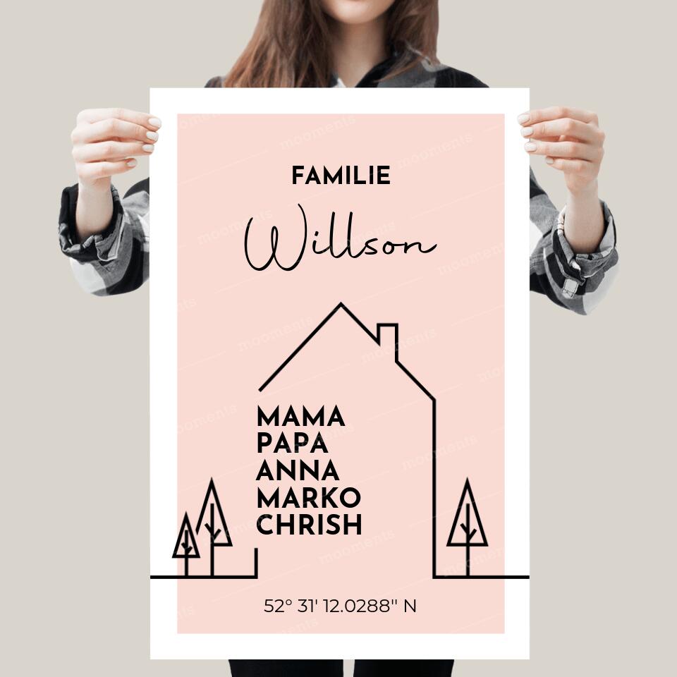 Die Familie ist mein Zuhause - Personalisiertes Poster