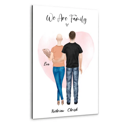 Personalisiertes Geschenk Ehepaar mit neugeborenem Baby - Poster