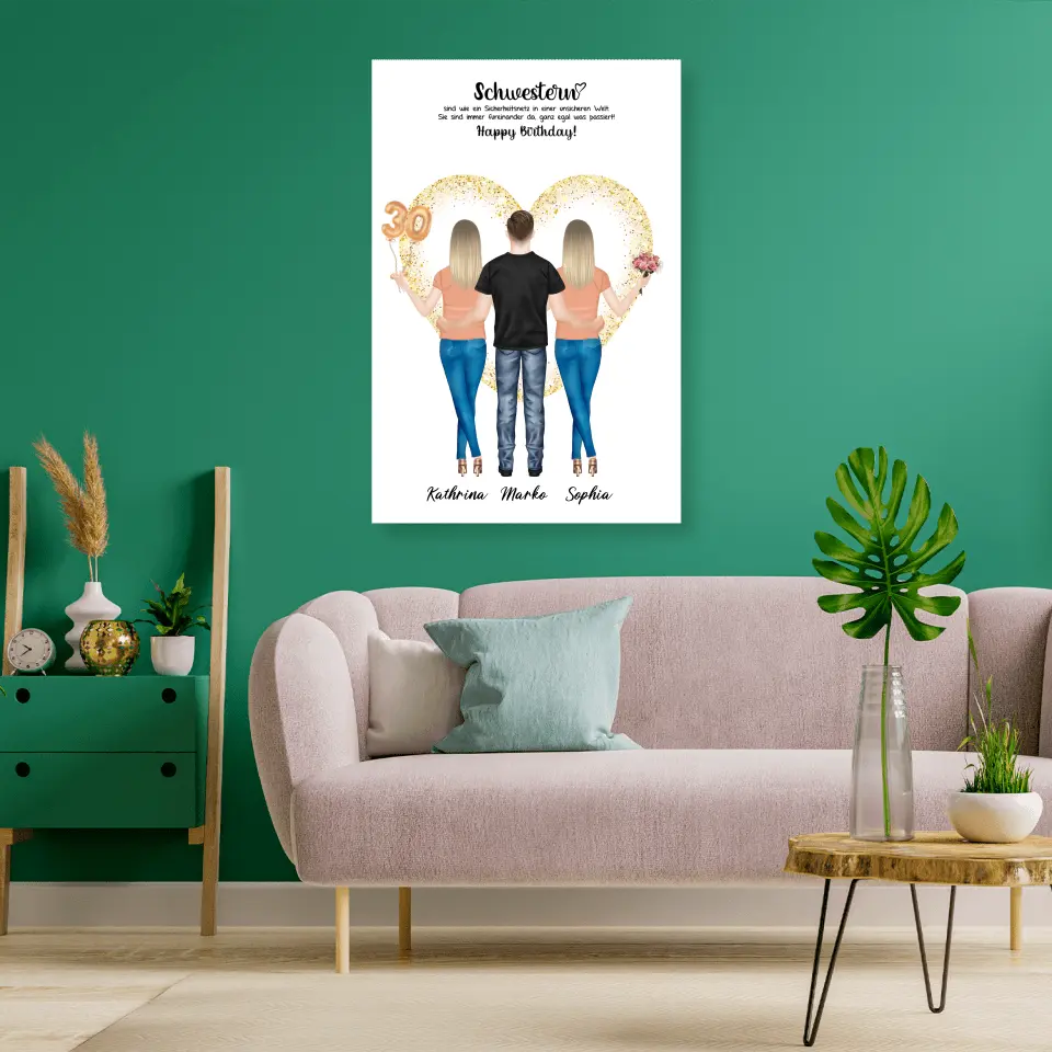 3 Freundinnen - Personalisiertes Geburtstagsgeschenk - Poster
