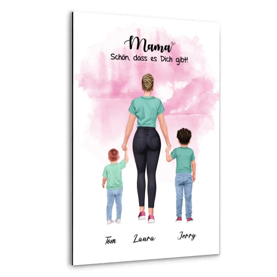 Mutter mit zwei Söhnen - personalisiertes Geschenk - Poster