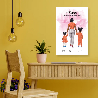 Mutter mit zwei Mädchen - personalisiertes Geschenk - Poster