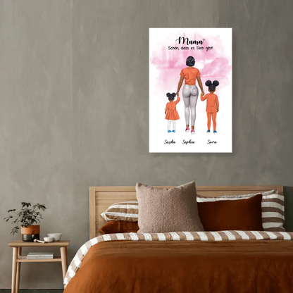 Mutter mit zwei Mädchen - personalisiertes Geschenk - Poster