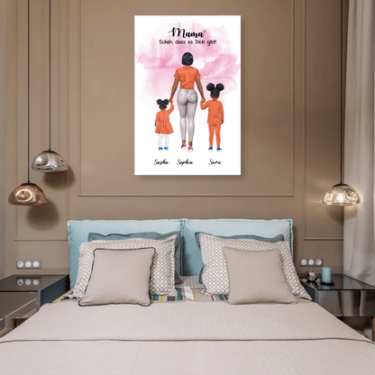 Mutter mit zwei Mädchen - personalisiertes Geschenk - Poster
