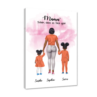 Mutter mit zwei Mädchen - personalisiertes Geschenk - Poster