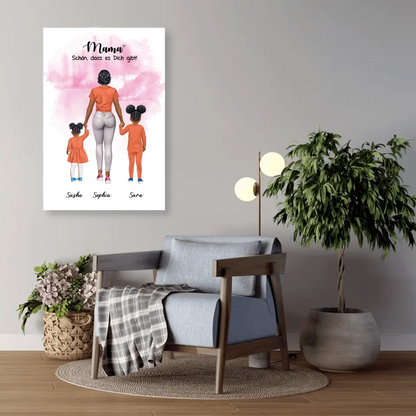 Mutter mit zwei Mädchen - personalisiertes Geschenk - Poster
