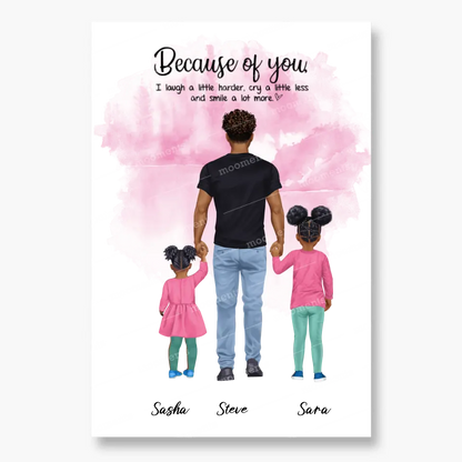 Vater mit zwei Kindern - personalisiertes Geschen - Poster