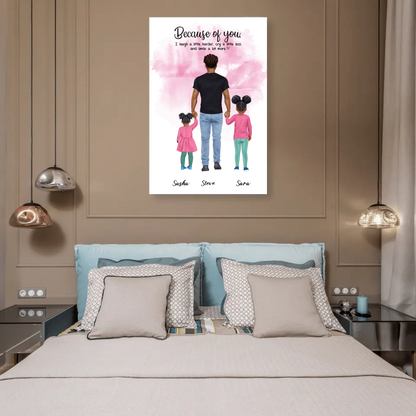 Vater mit zwei Kindern - personalisiertes Geschen - Poster
