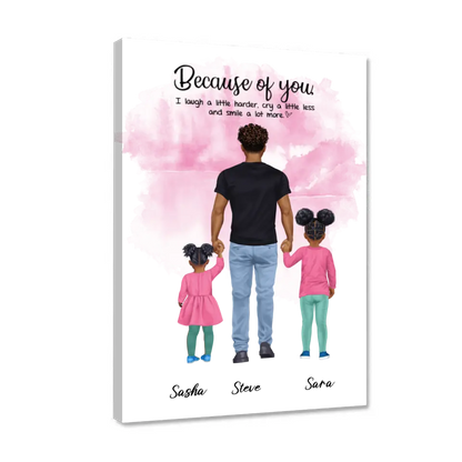 Vater mit zwei Kindern - personalisiertes Geschen - Poster