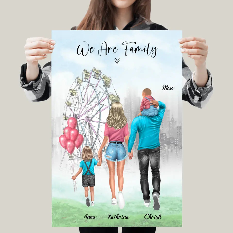 Familie auf dem Rummel - Poster