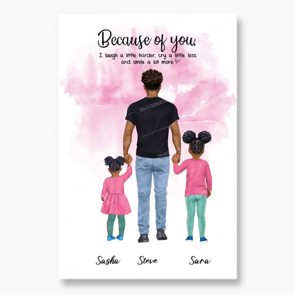 Vater mit zwei Kindern - personalisiertes Geschen - Poster