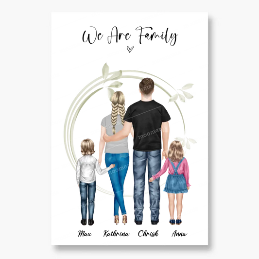 Ehepaar mit Tochter und Sohn - persönliches Wandbild - Poster