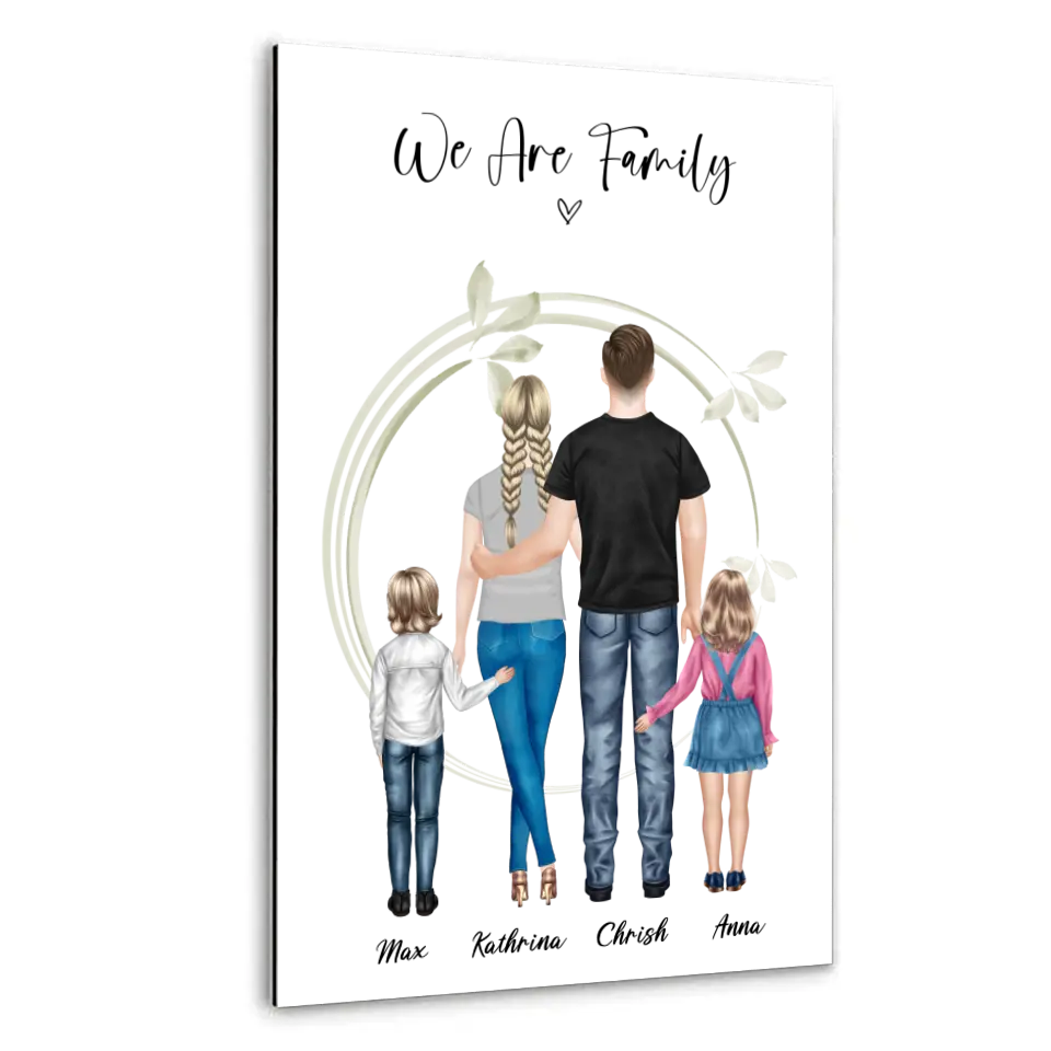 Ehepaar mit Tochter und Sohn - persönliches Wandbild - Poster
