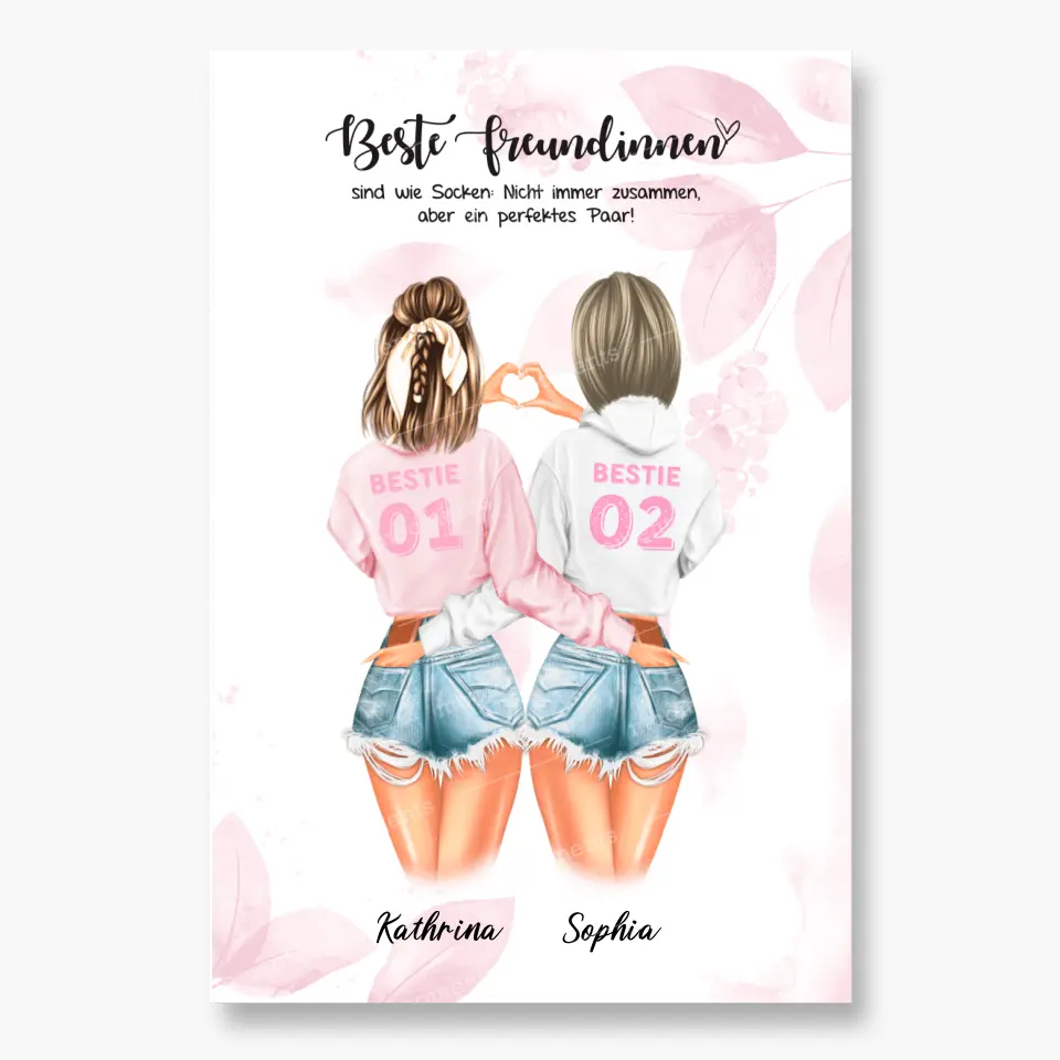 Bester Freund mit Herz Handzeichen Personalisiertes Geschenk - Poster