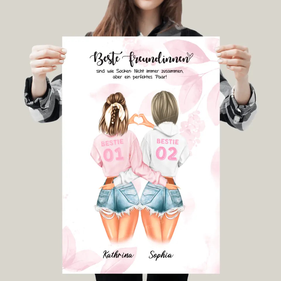 Bester Freund mit Herz Handzeichen Personalisiertes Geschenk - Poster