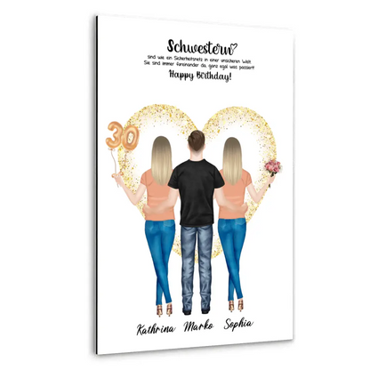3 Freundinnen - Personalisiertes Geburtstagsgeschenk - Leinwand