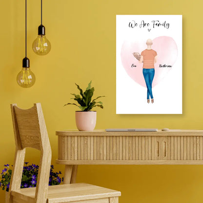 Personalisiertes Geschenk - Mama mit neugeborenem Baby - Leinwand