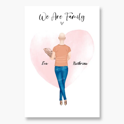 Personalisiertes Geschenk - Mama mit neugeborenem Baby - Leinwand